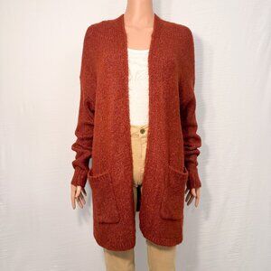 Abercrombie & Fitch Red Warm Duster Open Front Cardigan with Pockets